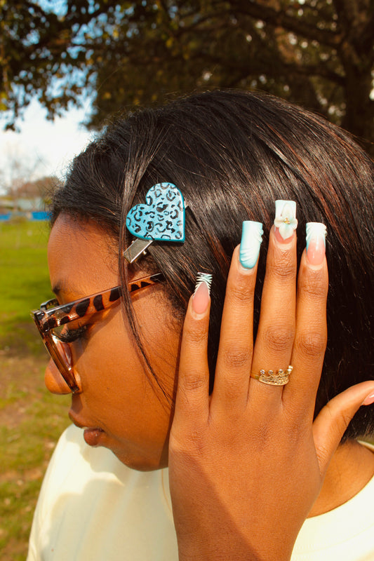 Leopard Print Heart Hair Clip