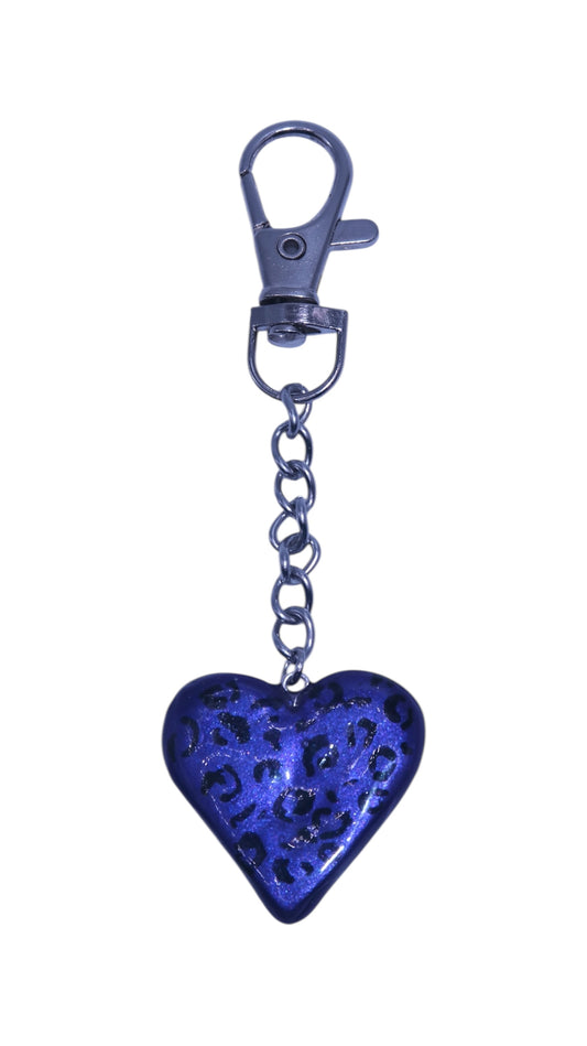 Leopard Print Heart Bag Charm