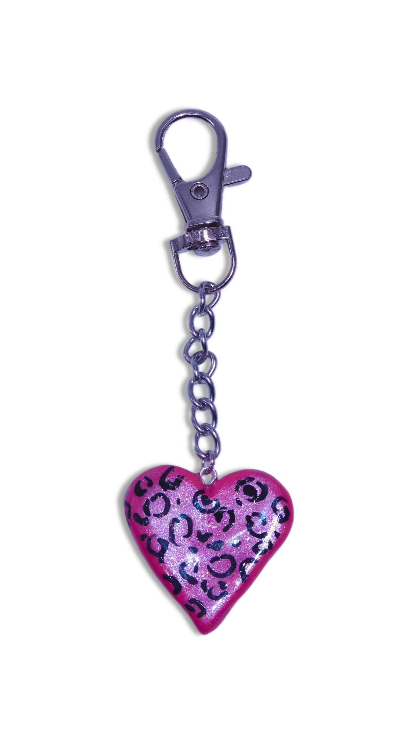 Leopard Print Heart Bag Charm
