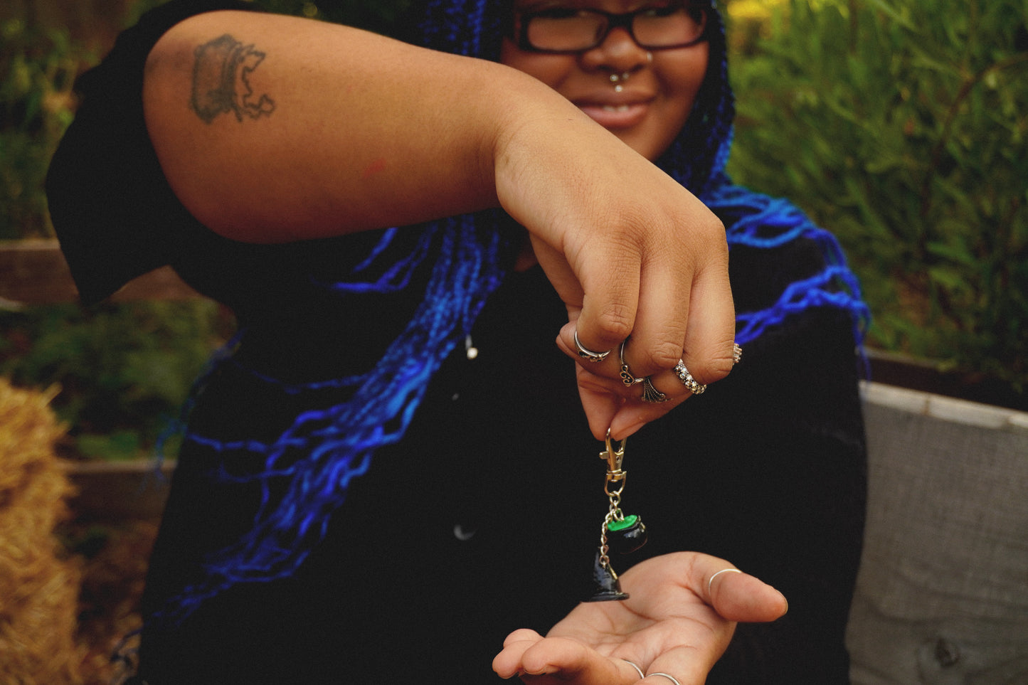 Witch Hat and Cauldron Keychain