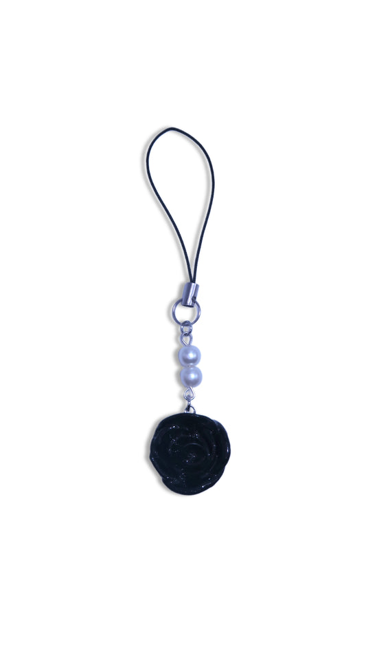 Black Rose Phone Strap Charm