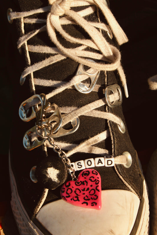 Leopard Print Heart Bag Charm