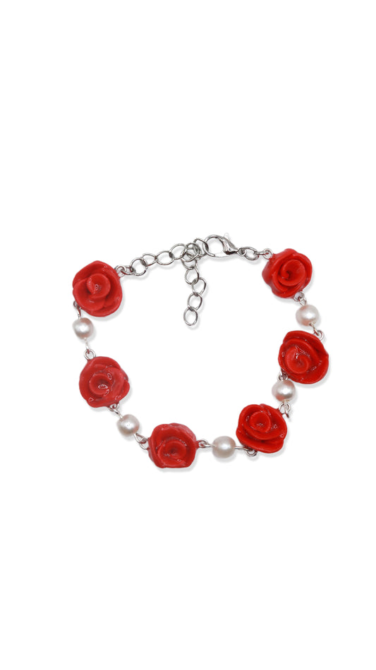 Red Rose Charm Bracelet