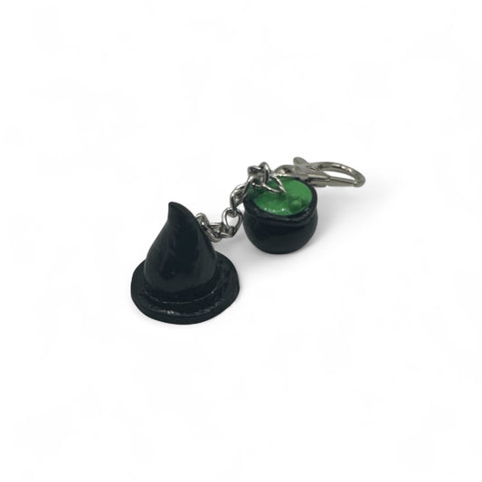Witch Hat and Cauldron Keychain