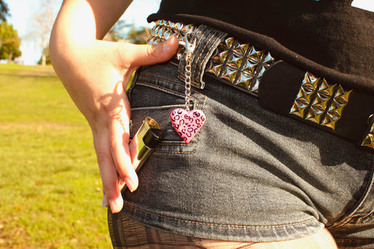 Leopard Print Heart Bag Charm