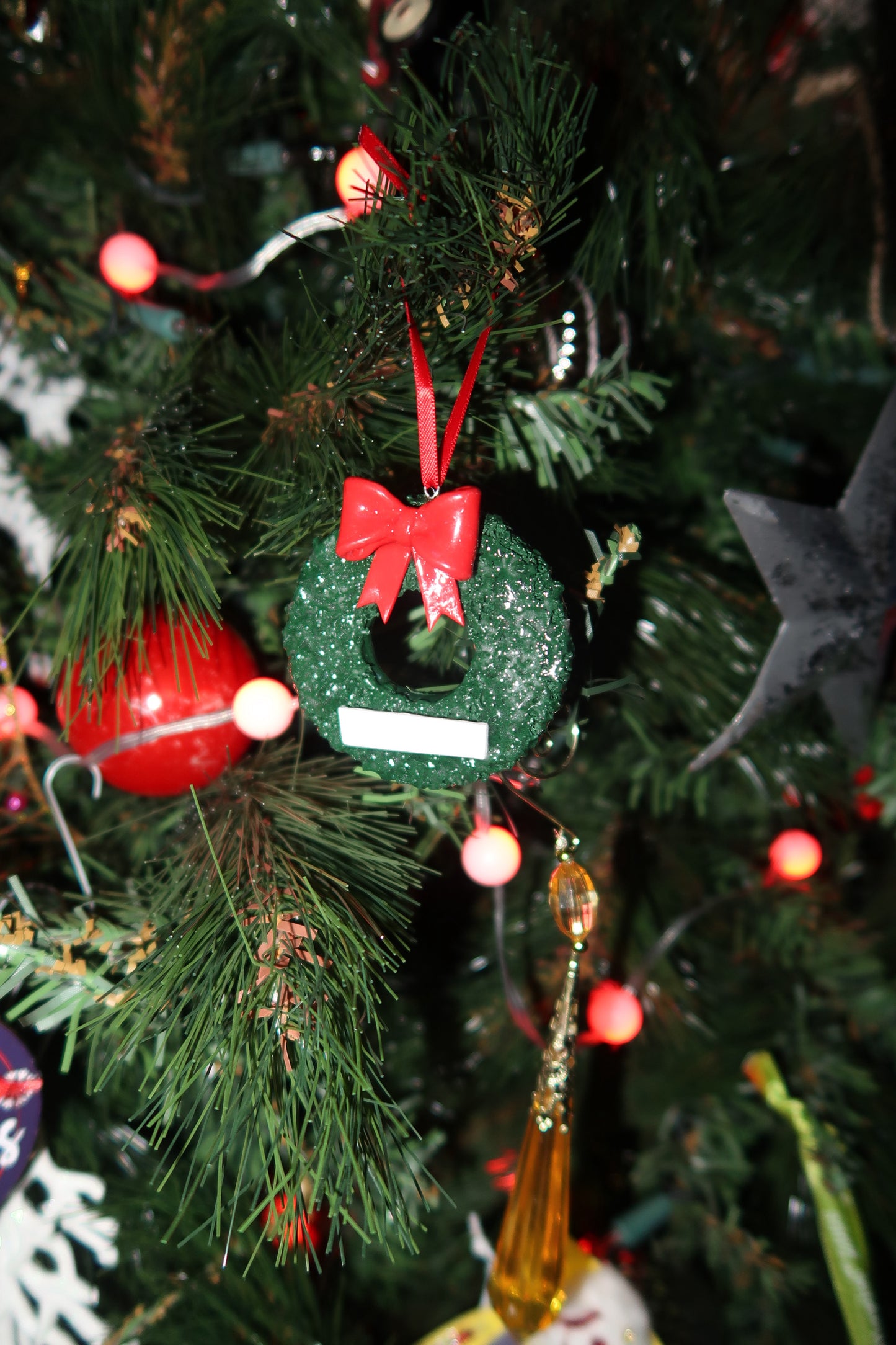 Custom Name Christmas Wreath Ornament