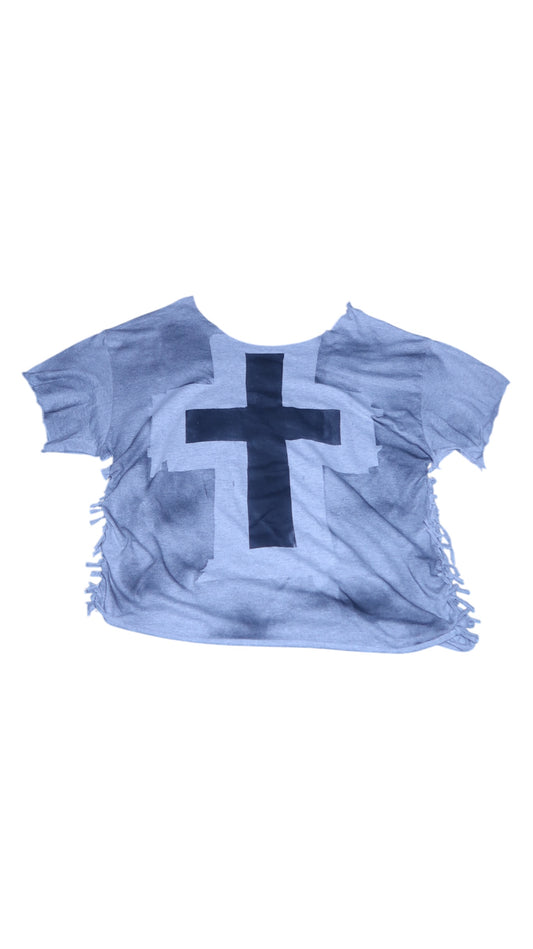 Distressed Off-Shoulder Cross Tee